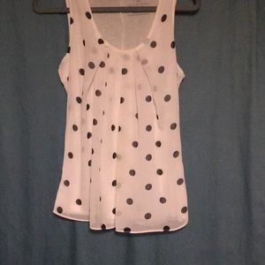 White polka dotted tank top dress shirt